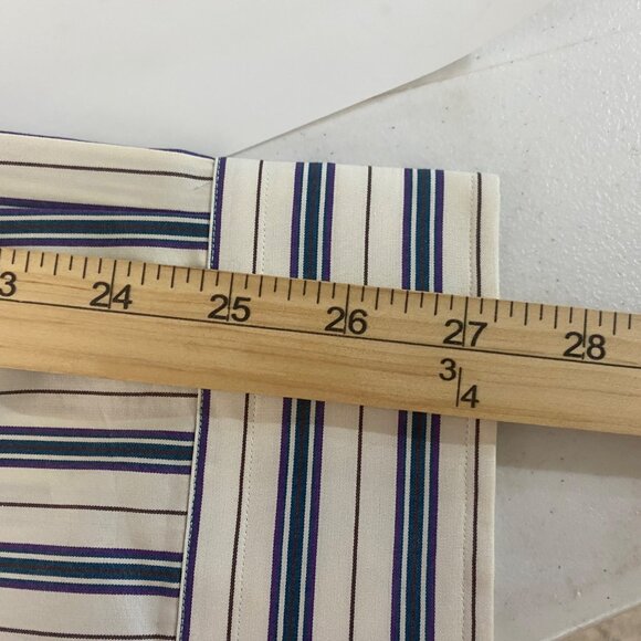 Polo Ralph Lauren Curham Custom Fit Dress Shirt Mens XL Blue Beige Striped Butto - Picture 9 of 10